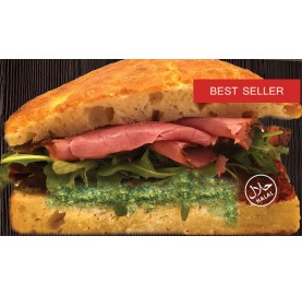 Pastrami Pesto Focaccia Sandwich